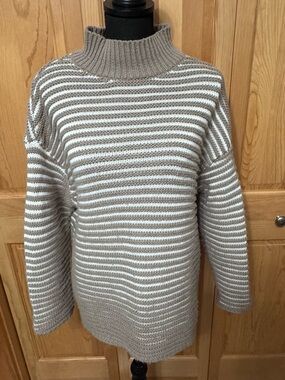 Haven Well Within Striped Mock Neck Knit Sweater Size Large